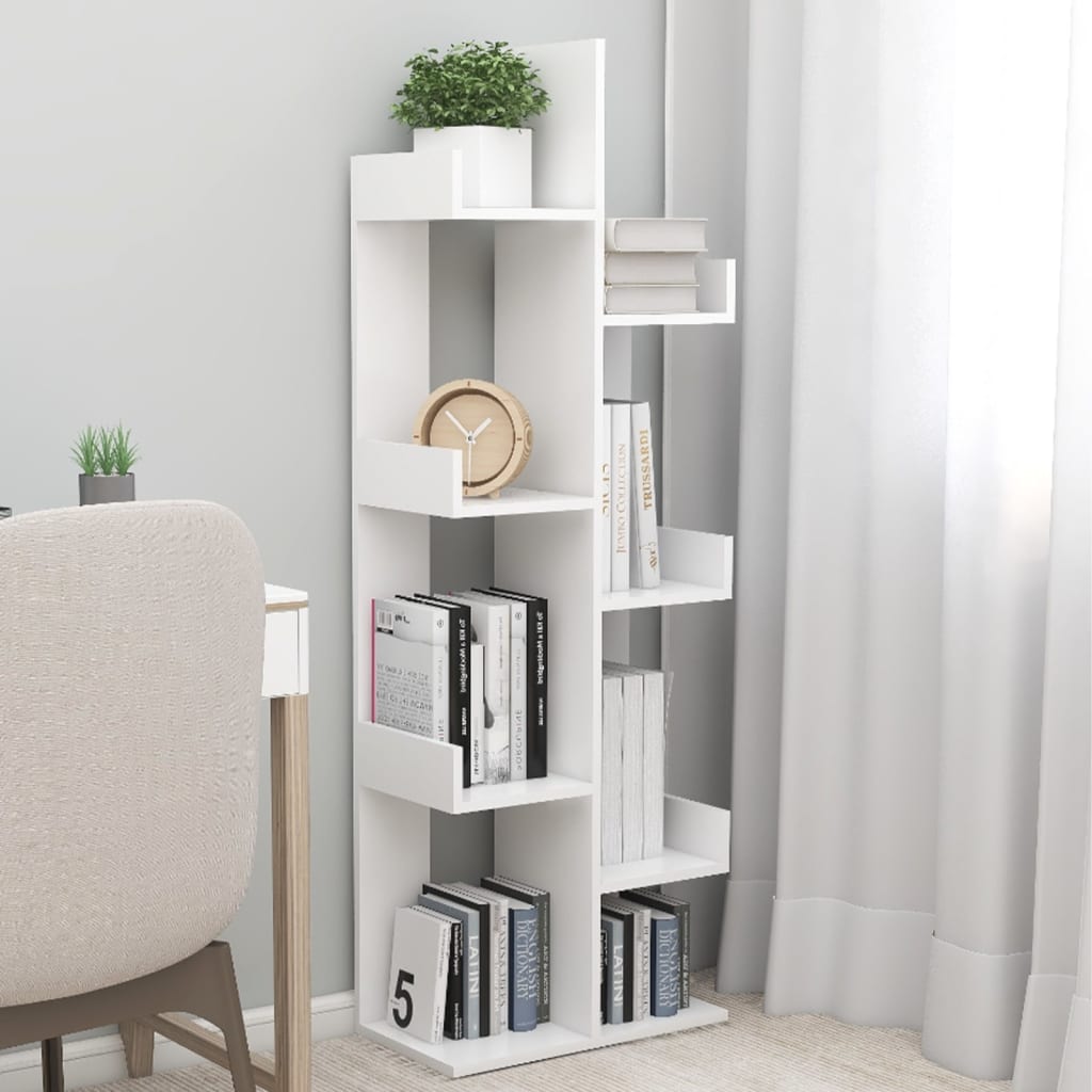 808909 vidaXL Book Cabinet White 48x25,5x140 cm Engineered Wood