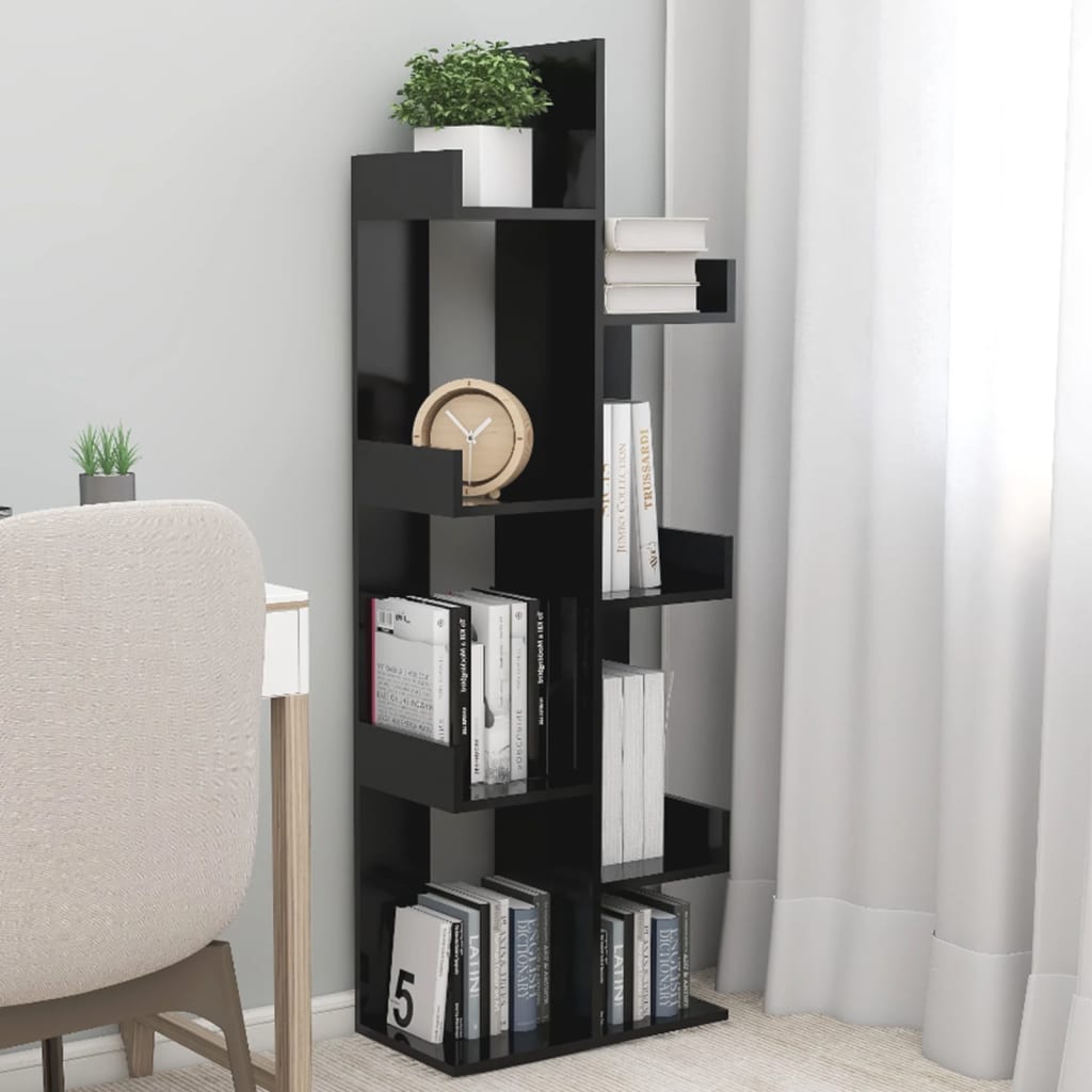 808910 vidaXL Book Cabinet Black 48x25,5x140 cm Engineered Wood