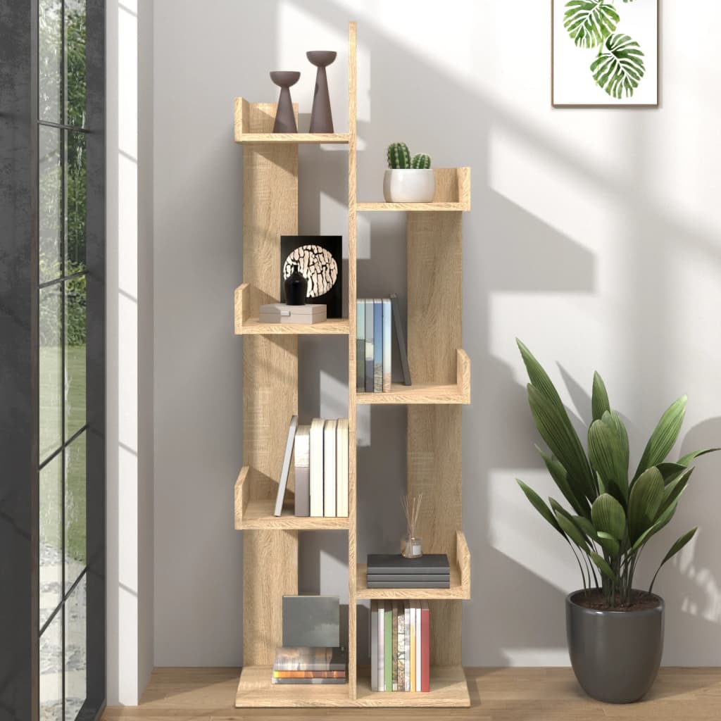 808912 vidaXL Book Cabinet Sonoma Oak 48x25,5x140 cm Engineered Wood - Brown