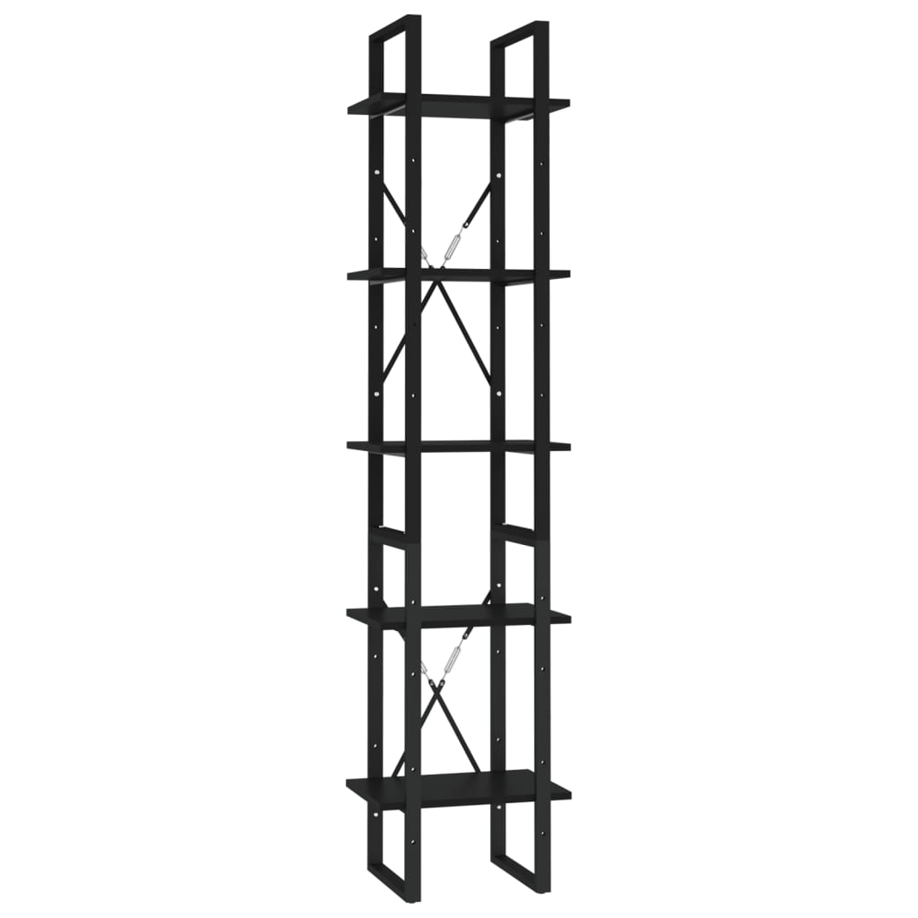 vidaXL 5-Tier Book Cabinet Black 40x30x175 cm Engineered Wood