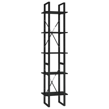 vidaXL 5-Tier Book Cabinet Black 40x30x175 cm Engineered Wood
