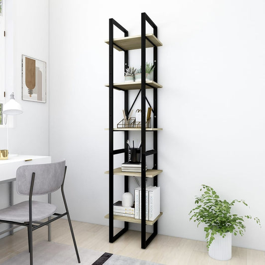 vidaXL 5-Tier Book Cabinet Sonoma Oak 40x30x175 cm Engineered Wood - Brown