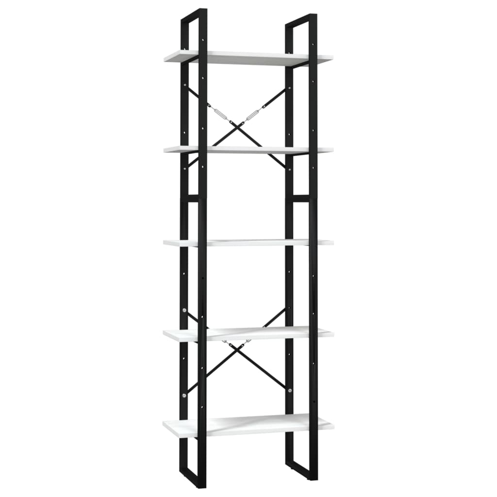 vidaXL 5-Tier Book Cabinet White 60x30x175 cm Pinewood