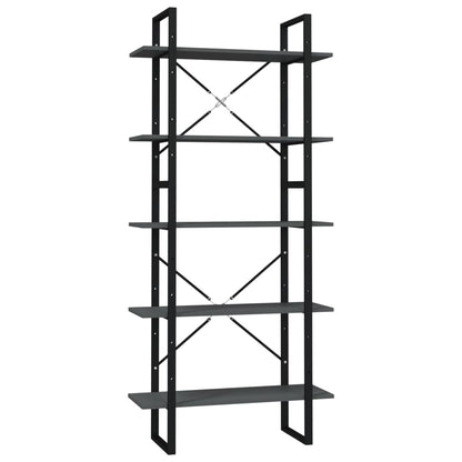 vidaXL 5-Tier Book Cabinet Grey 80x30x175 cm Engineered Wood