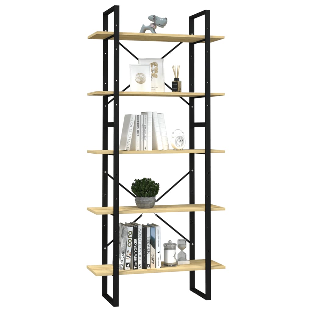 vidaXL 5-Tier Book Cabinet 80x30x175 cm Pinewood - Brown