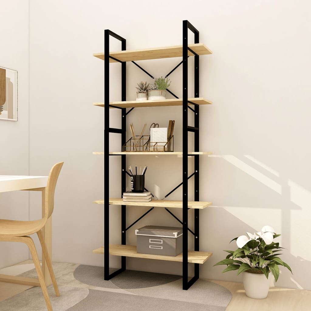 vidaXL 5-Tier Book Cabinet 80x30x175 cm Pinewood - Brown
