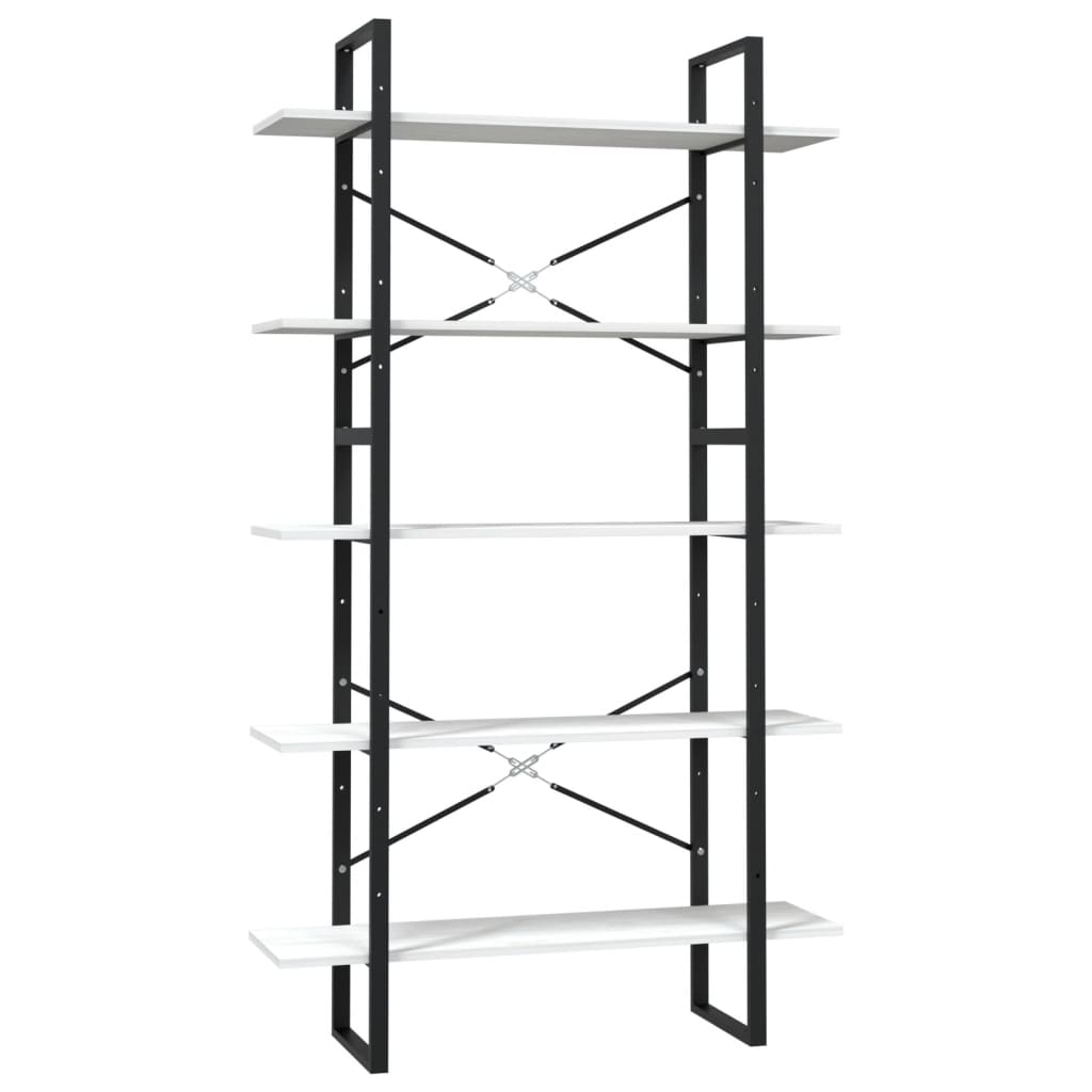 vidaXL 5-Tier Book Cabinet White 100x30x175 cm Pinewood