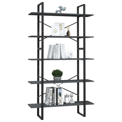 vidaXL 5-Tier Book Cabinet Grey 100x30x175 cm Pinewood