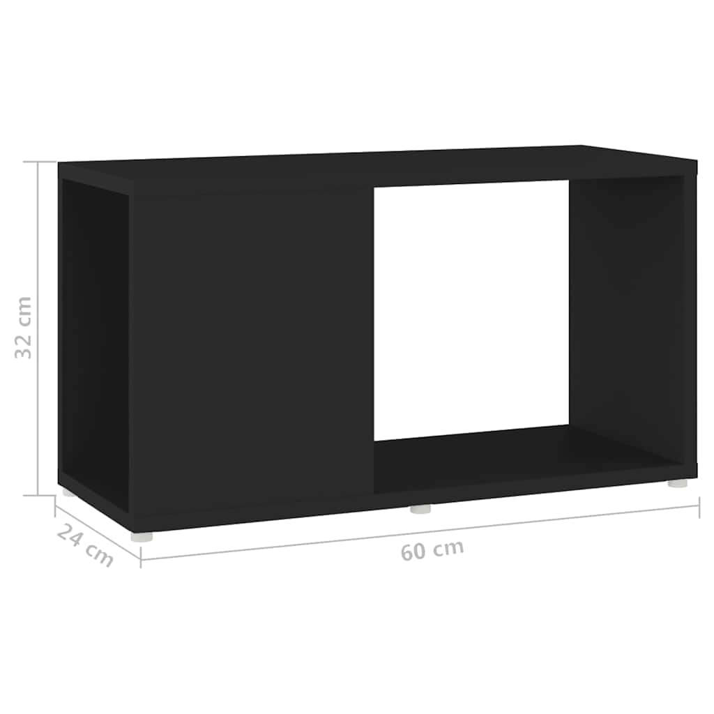 vidaXL TV Cabinet Black 60x24x32cm Engineered Wood - 60 x 24 x 32 cm