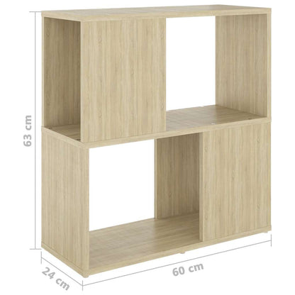 vidaXL Book Cabinet Sonoma Oak 60x24x63 cm Engineered Wood - Brown
