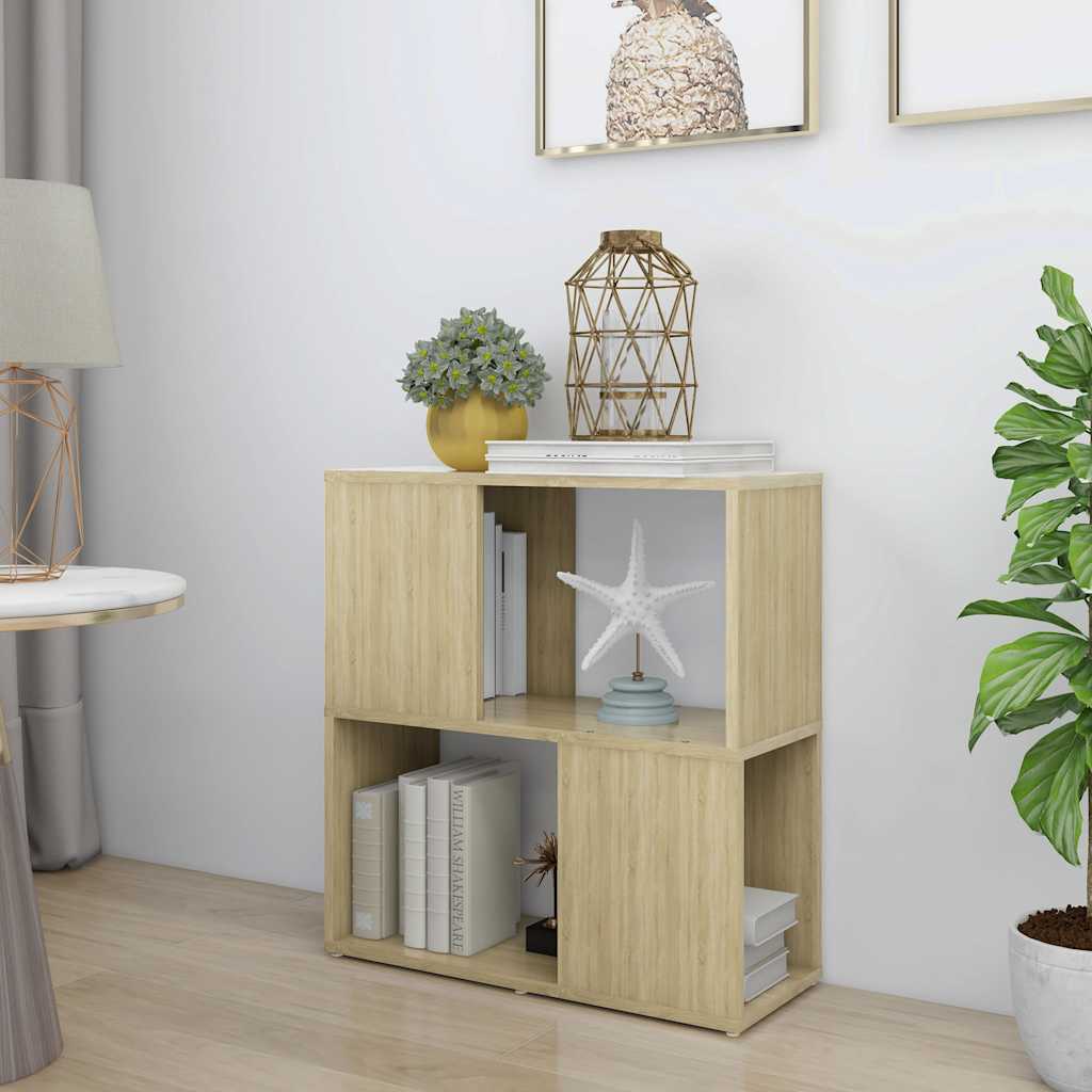 vidaXL Book Cabinet Sonoma Oak 60x24x63 cm Engineered Wood - Brown