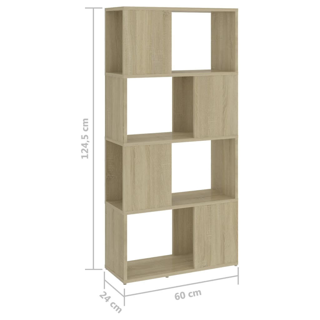 vidaXL Book Cabinet Room Divider Sonoma Oak 60x24x124.5 cm Engineered Wood - Brown
