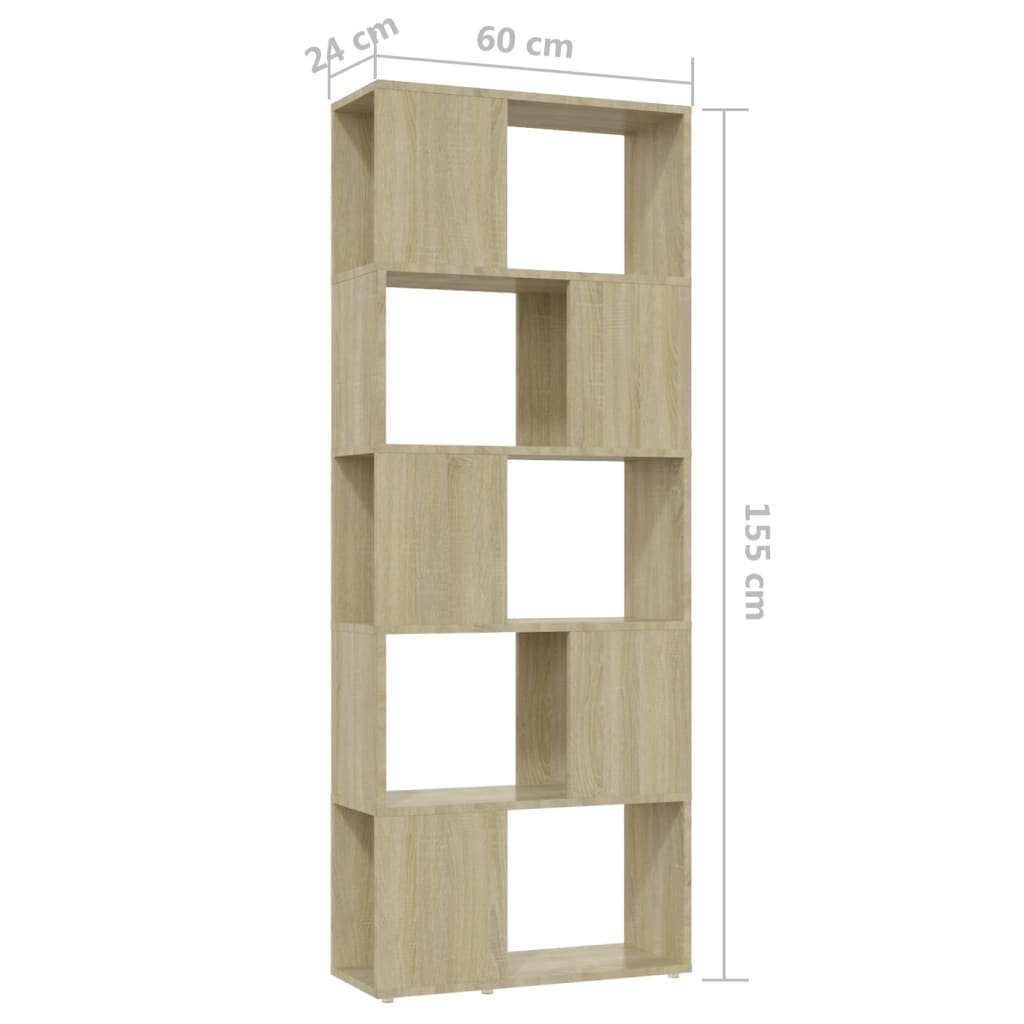 vidaXL Book Cabinet Room Divider Sonoma Oak 60x24x155 cm - Brown