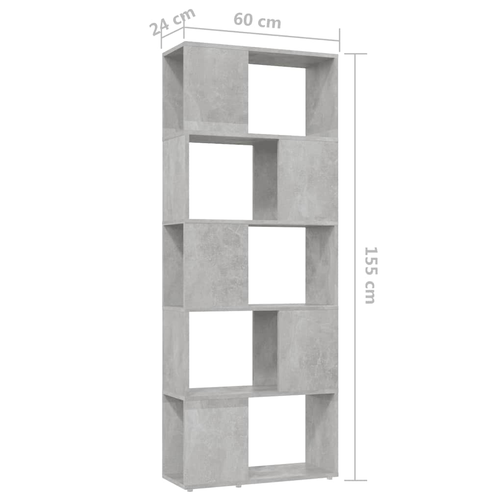 vidaXL Book Cabinet Room Divider Concrete Grey 60x24x155 cm