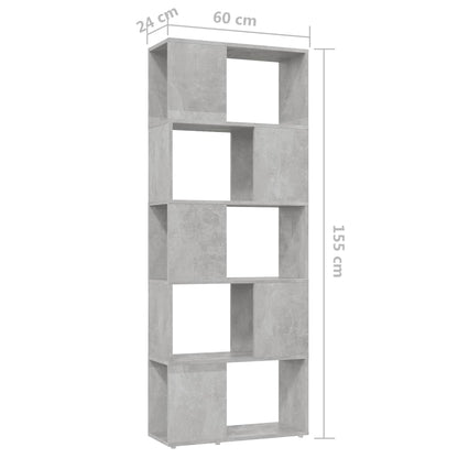 vidaXL Book Cabinet Room Divider Concrete Grey 60x24x155 cm