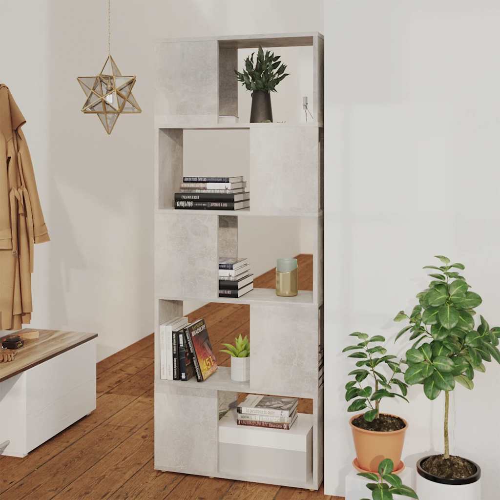 vidaXL Book Cabinet Room Divider Concrete Grey 60x24x155 cm