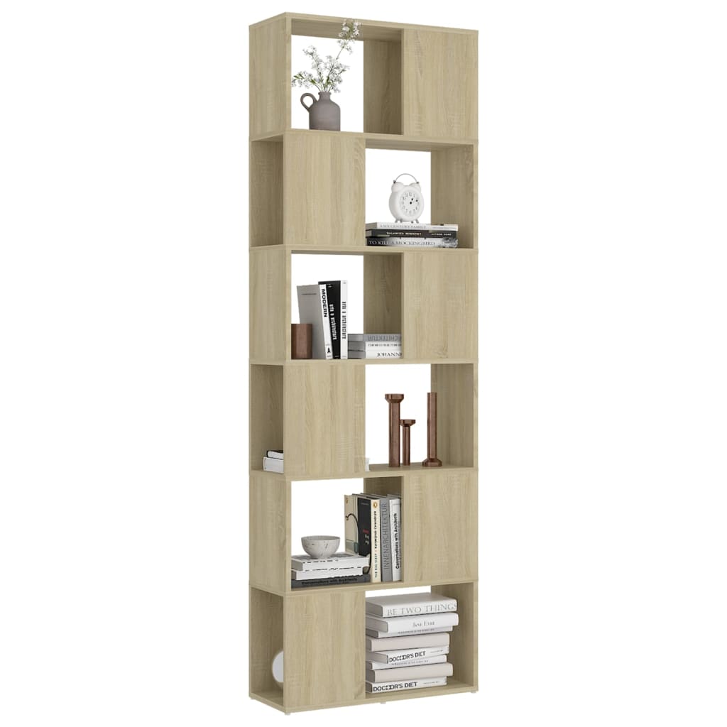 vidaXL Book Cabinet Room Divider Sonoma Oak 60x24x186 cm Engineered Wood - Brown