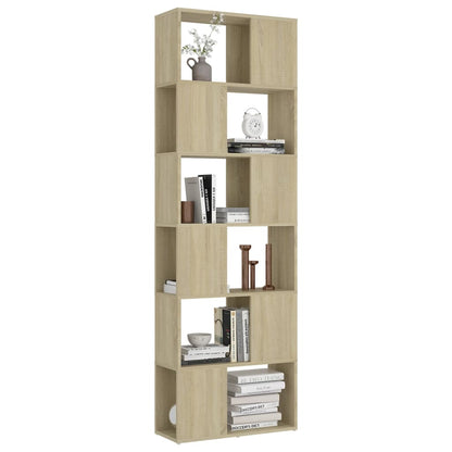vidaXL Book Cabinet Room Divider Sonoma Oak 60x24x186 cm Engineered Wood - Brown