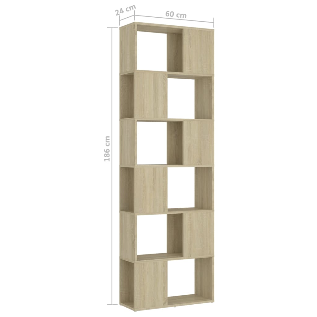 vidaXL Book Cabinet Room Divider Sonoma Oak 60x24x186 cm Engineered Wood - Brown