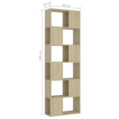 vidaXL Book Cabinet Room Divider Sonoma Oak 60x24x186 cm Engineered Wood - Brown