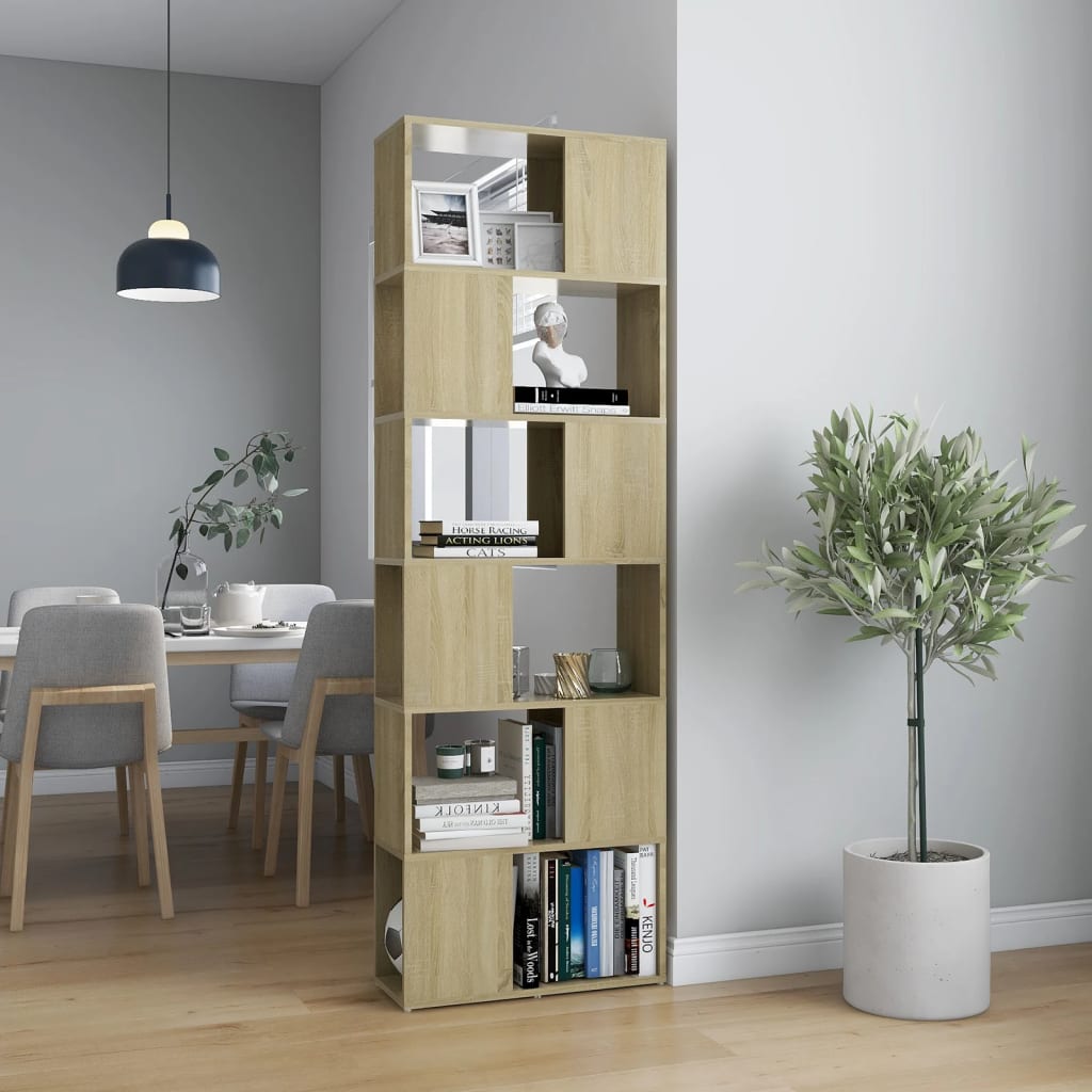 vidaXL Book Cabinet Room Divider Sonoma Oak 60x24x186 cm Engineered Wood - Brown