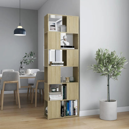 vidaXL Book Cabinet Room Divider Sonoma Oak 60x24x186 cm Engineered Wood - Brown
