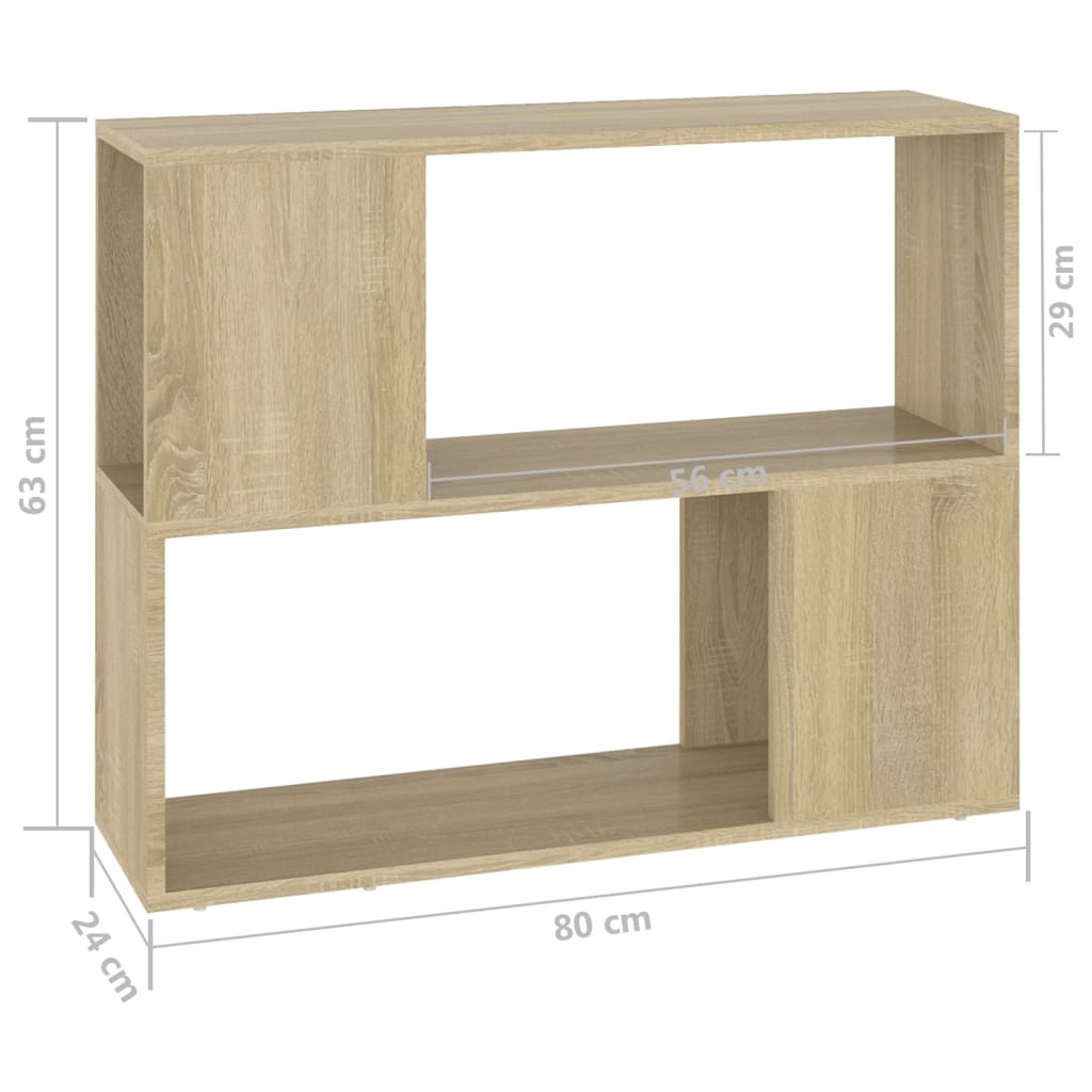 vidaXL TV Cabinet Sonoma Oak 80x24x63 cm Engineered Wood - Brown