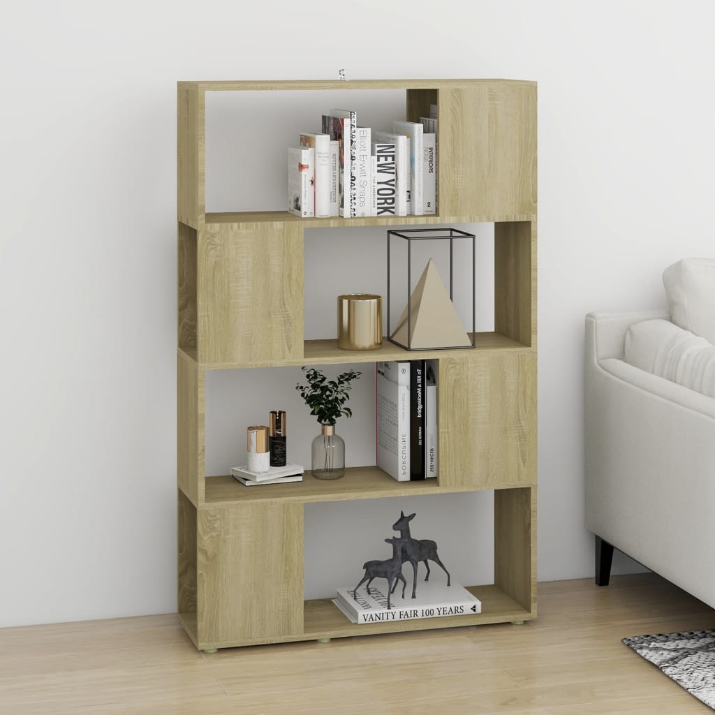 vidaXL Book Cabinet Room Divider Sonoma Oak 80x24x124.5 cm Engineered Wood - Brown