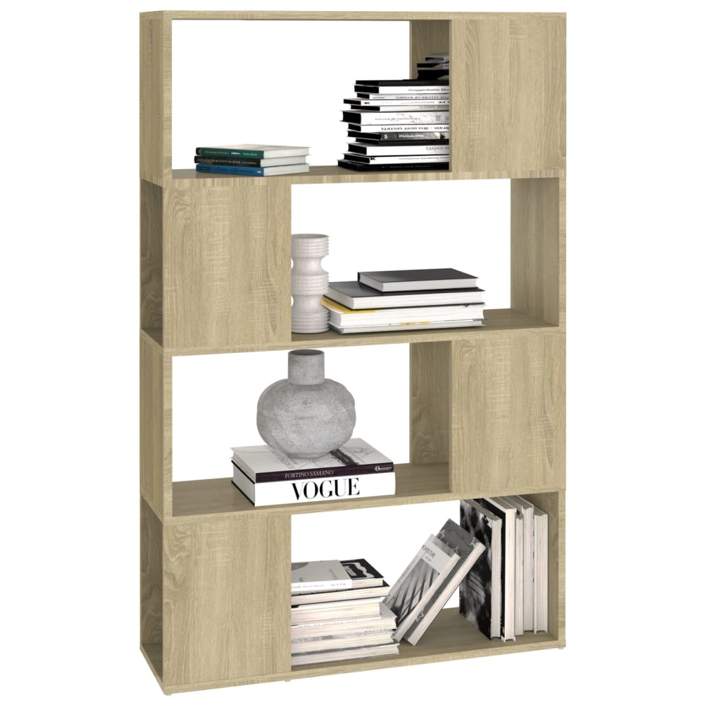 vidaXL Book Cabinet Room Divider Sonoma Oak 80x24x124.5 cm Engineered Wood - Brown