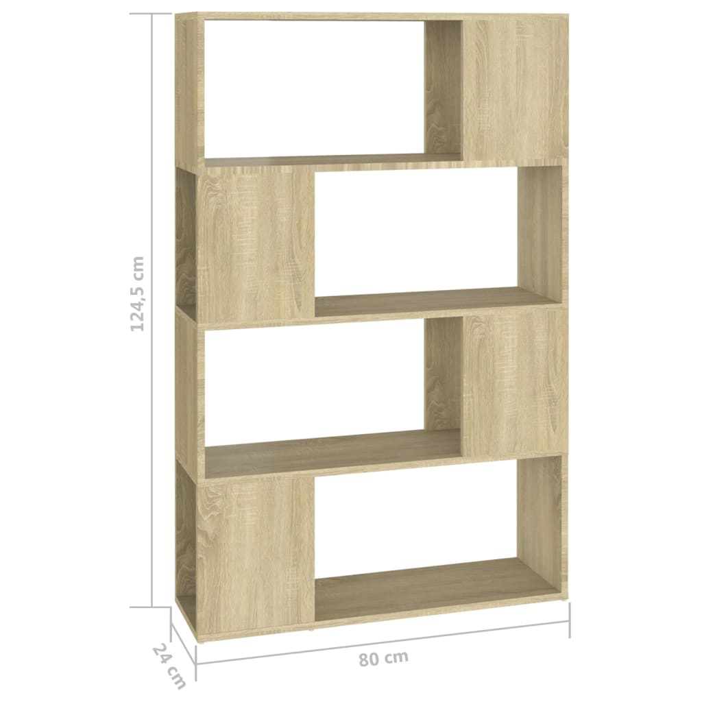 vidaXL Book Cabinet Room Divider Sonoma Oak 80x24x124.5 cm Engineered Wood - Brown