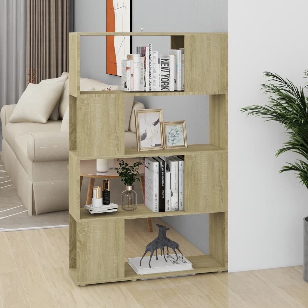 vidaXL Book Cabinet Room Divider Sonoma Oak 80x24x124.5 cm Engineered Wood - Brown