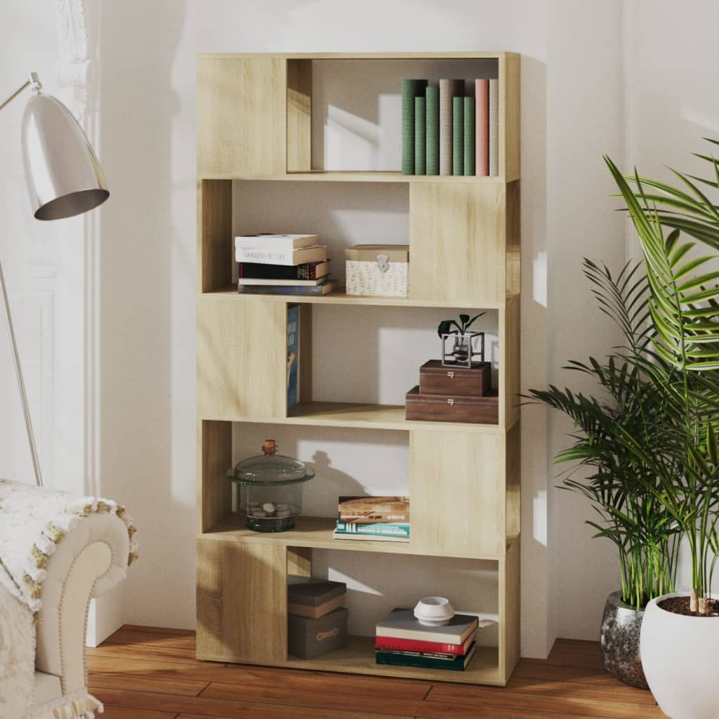 vidaXL Book Cabinet Room Divider Sonoma Oak 80x24x155 cm Engineered Wood - Brown