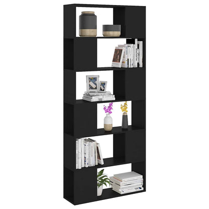 vidaXL Book Cabinet Room Divider Black 80x24x186 cm Engineered Wood