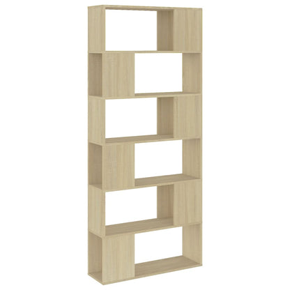 vidaXL Book Cabinet Room Divider Sonoma Oak 80x24x186 cm Engineered Wood - Brown