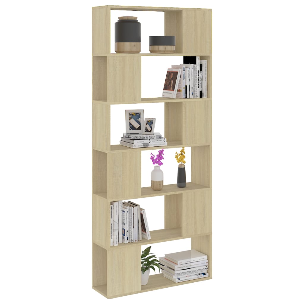 vidaXL Book Cabinet Room Divider Sonoma Oak 80x24x186 cm Engineered Wood - Brown