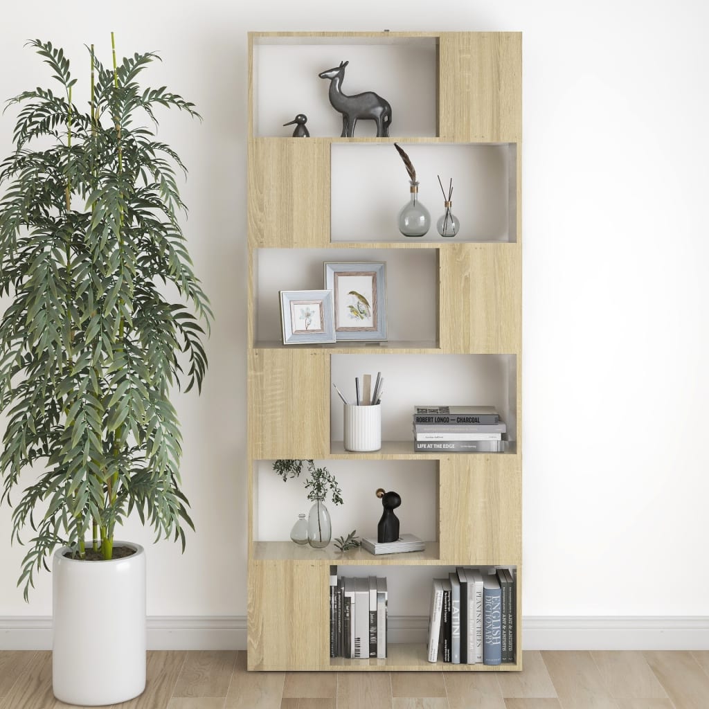 vidaXL Book Cabinet Room Divider Sonoma Oak 80x24x186 cm Engineered Wood - Brown