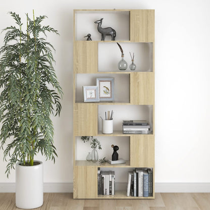 vidaXL Book Cabinet Room Divider Sonoma Oak 80x24x186 cm Engineered Wood - Brown