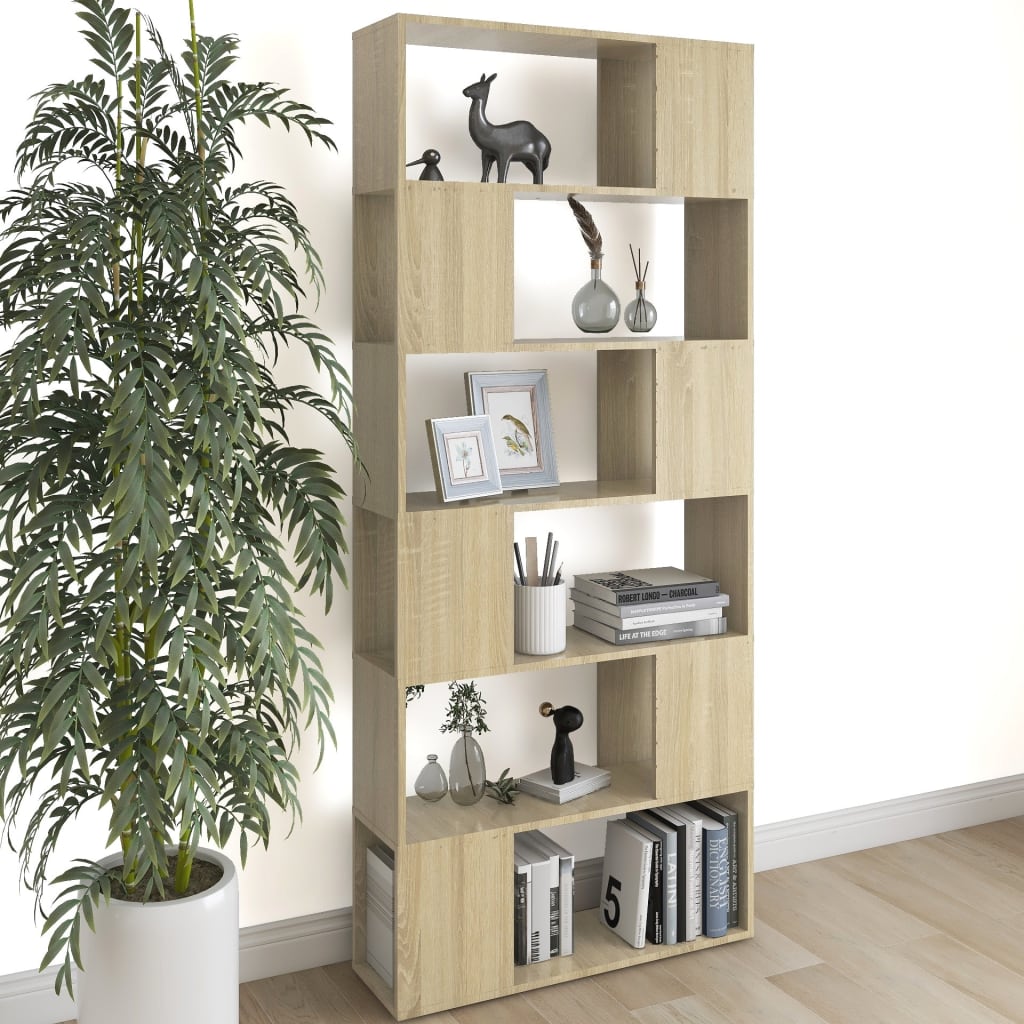 vidaXL Book Cabinet Room Divider Sonoma Oak 80x24x186 cm Engineered Wood - Brown