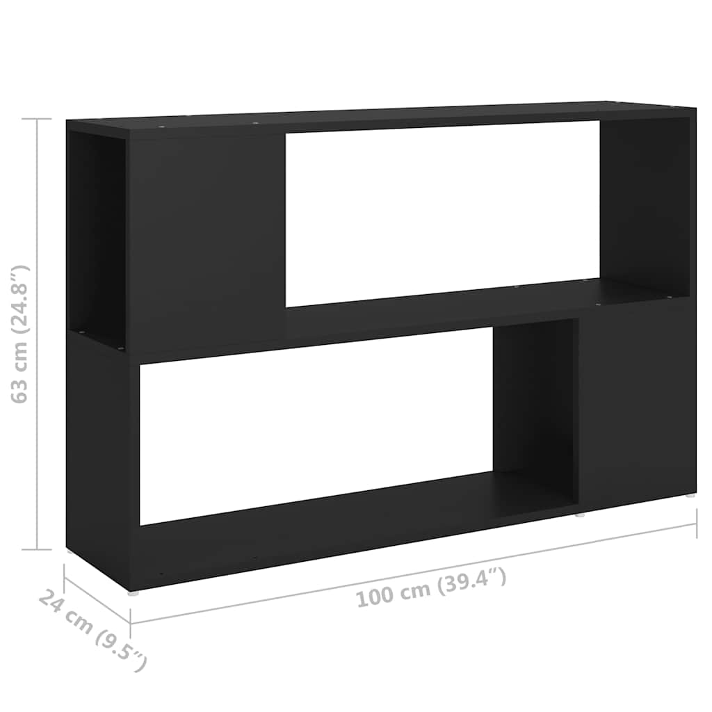 vidaXL Book Cabinet | Black | Engineered Wood | Book Cabinet | Rectangular - 100 x 24 x 63 cm