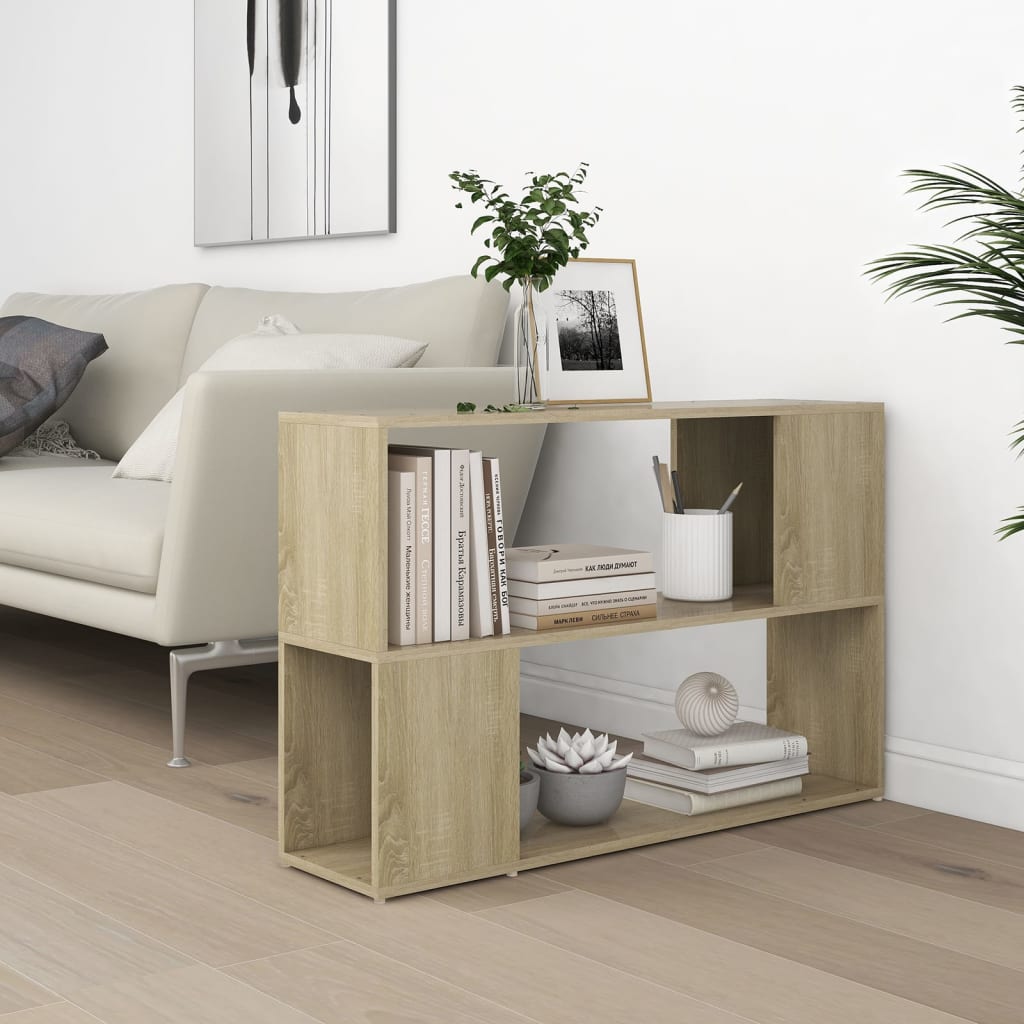 vidaXL Book Cabinet Sonoma Oak 100x24x63 cm Engineered Wood - Brown