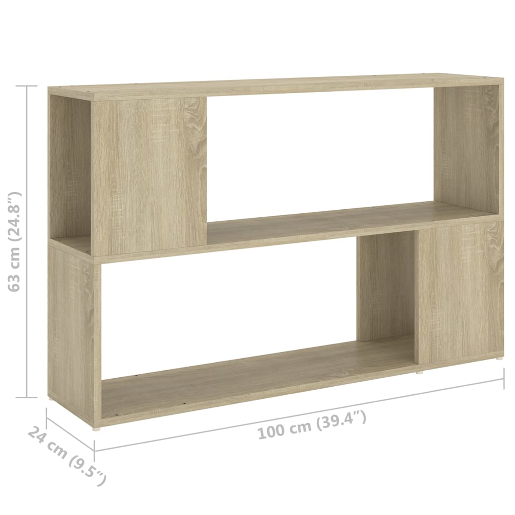 vidaXL Book Cabinet Sonoma Oak 100x24x63 cm Engineered Wood - Brown