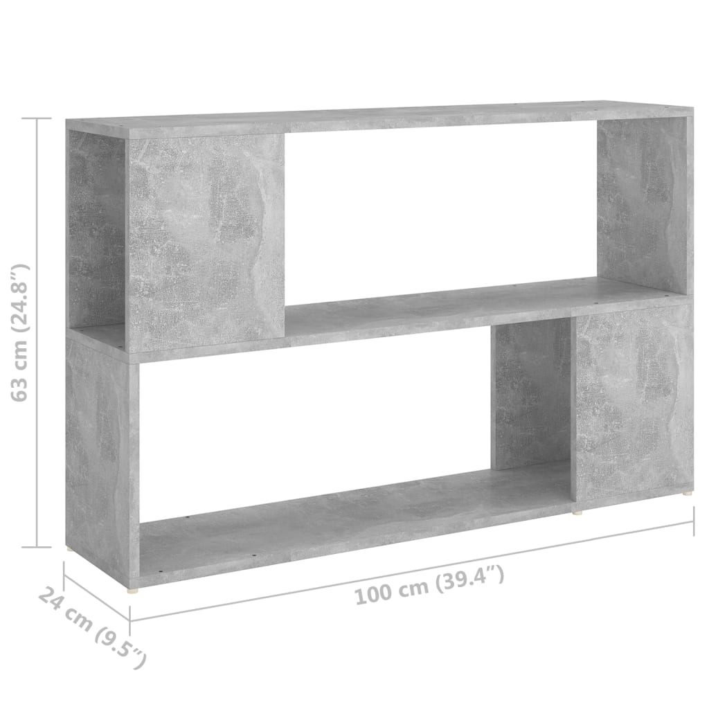 vidaXL Book Cabinet Concrete Grey 100x24x63 cm Engineered Wood