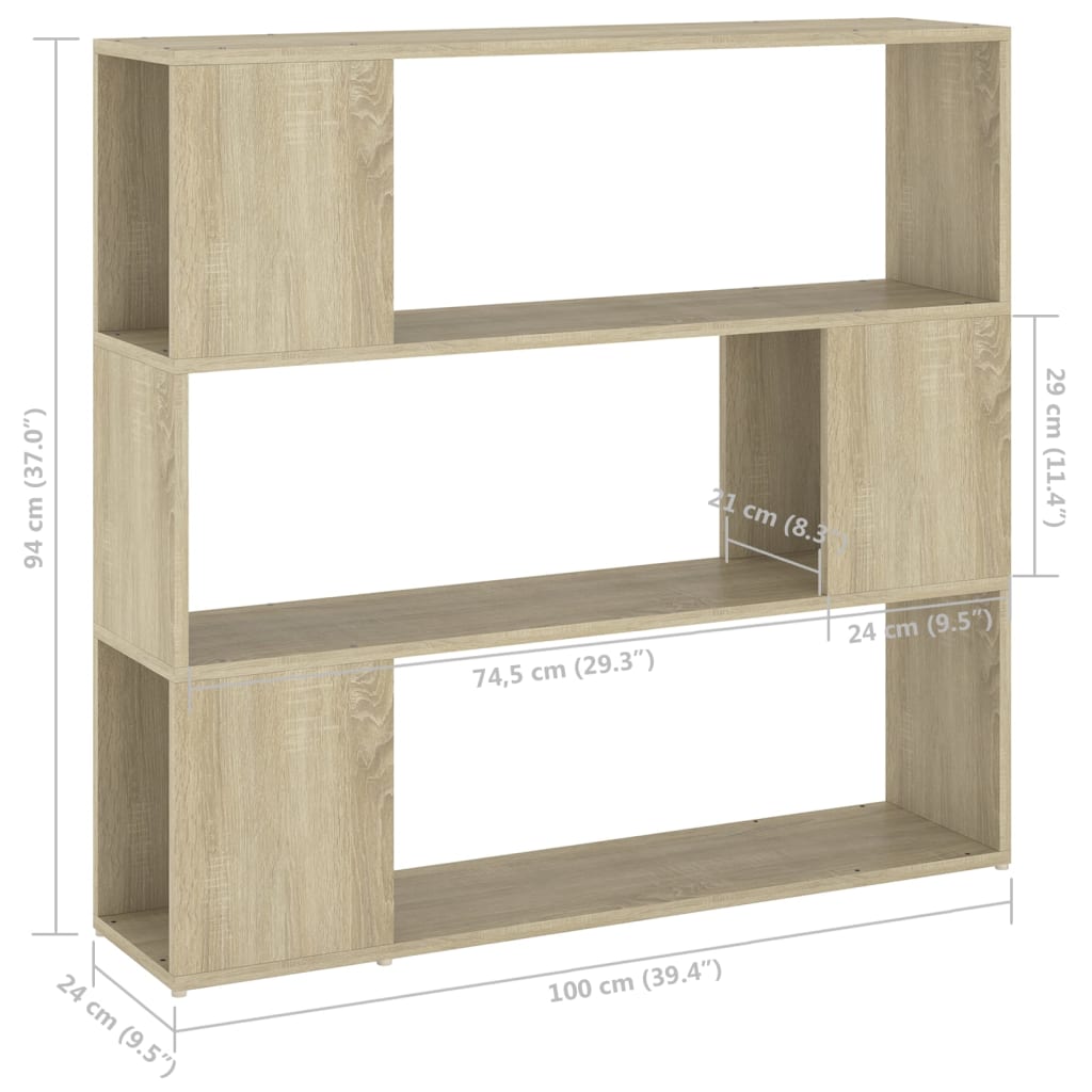 vidaXL Book Cabinet Room Divider Sonoma Oak 100x24x94 cm - Brown
