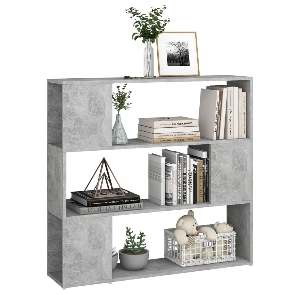 vidaXL Book Cabinet Room Divider Concrete Grey 100x24x94 cm