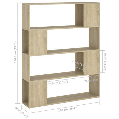 vidaXL Book Cabinet Room Divider Sonoma Oak 100x24x124 cm - Brown