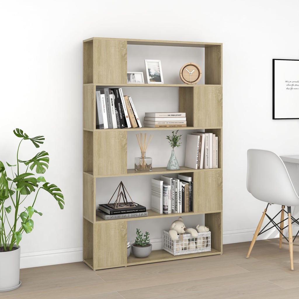 vidaXL Book Cabinet Room Divider Sonoma Oak 100x24x155 cm Engineered Wood - Brown