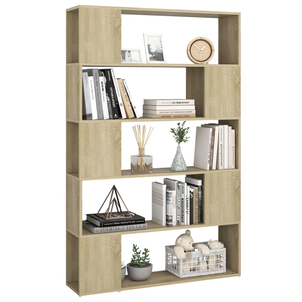 vidaXL Book Cabinet Room Divider Sonoma Oak 100x24x155 cm Engineered Wood - Brown