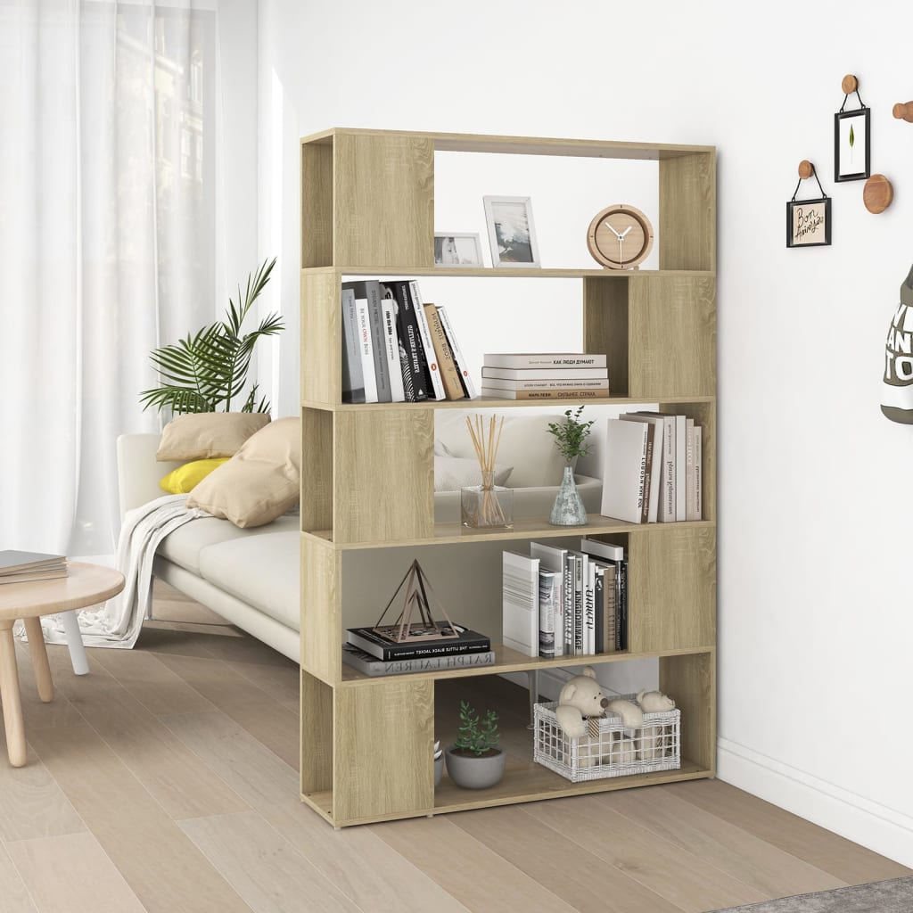 vidaXL Book Cabinet Room Divider Sonoma Oak 100x24x155 cm Engineered Wood - Brown
