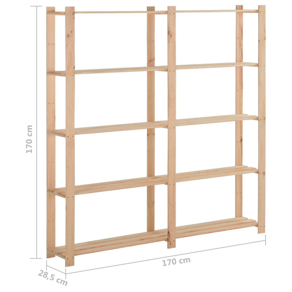 vidaXL 5-Tier Storage Rack 170x28.5x170 cm Solid Pinewood - Brown