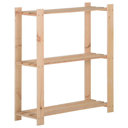 vidaXL 3-Tier Storage Rack 80x28.5x90 cm Solid Pinewood - Brown
